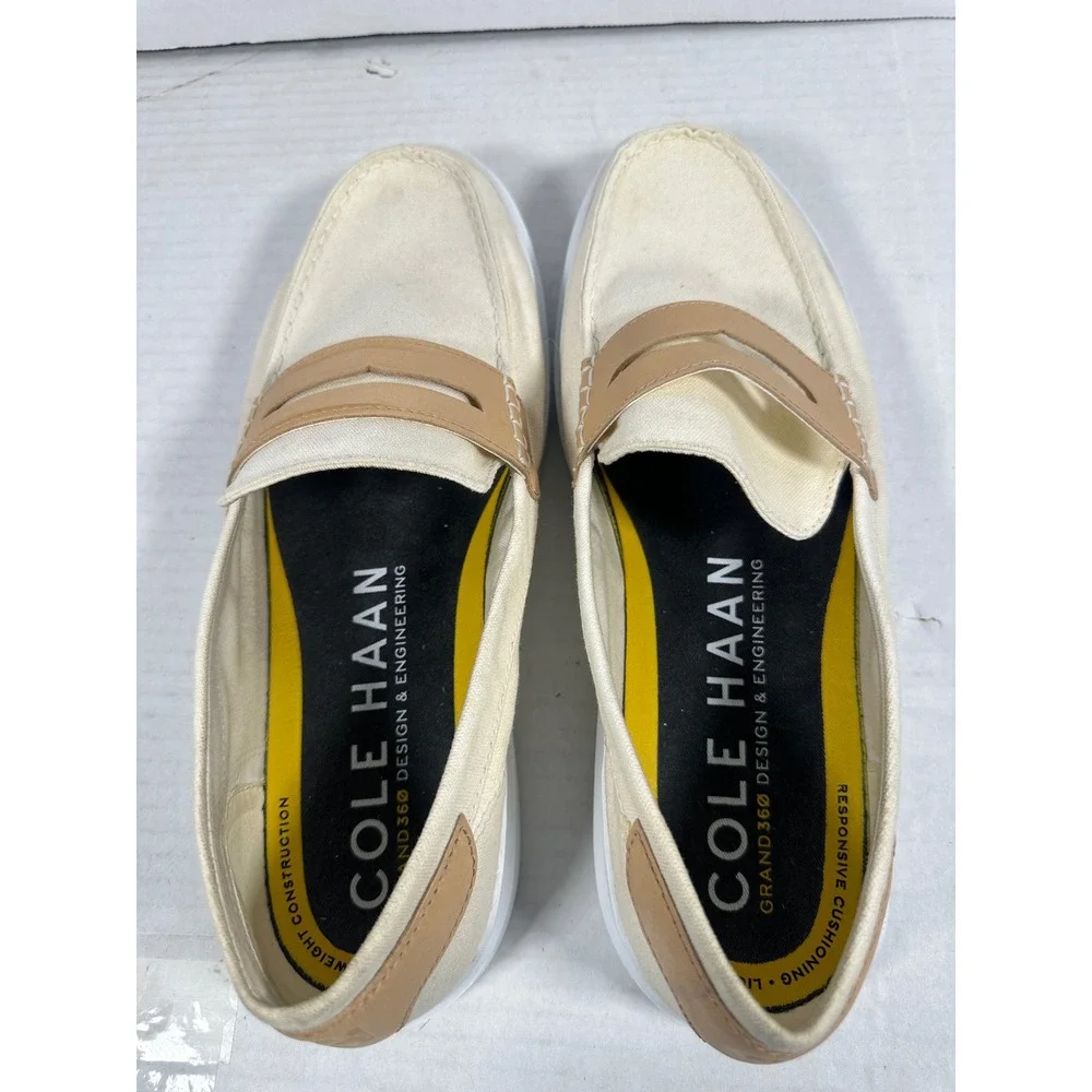 Cole Haan GrandPro Rally Canvas Penny Loafers Mens 12W Cream Tan C34724 Slip On